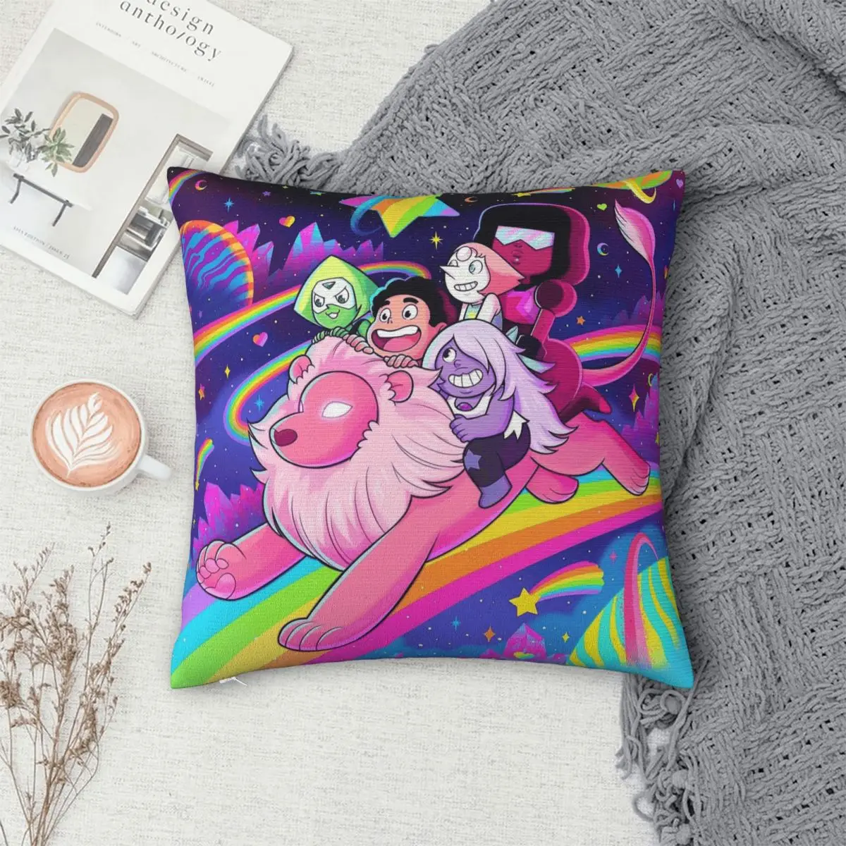 Funny Anime Steven Universe Square Pillowcase Cushion Cover Pillow Case Throw Pillow Cover for Home Sofa Living Room
