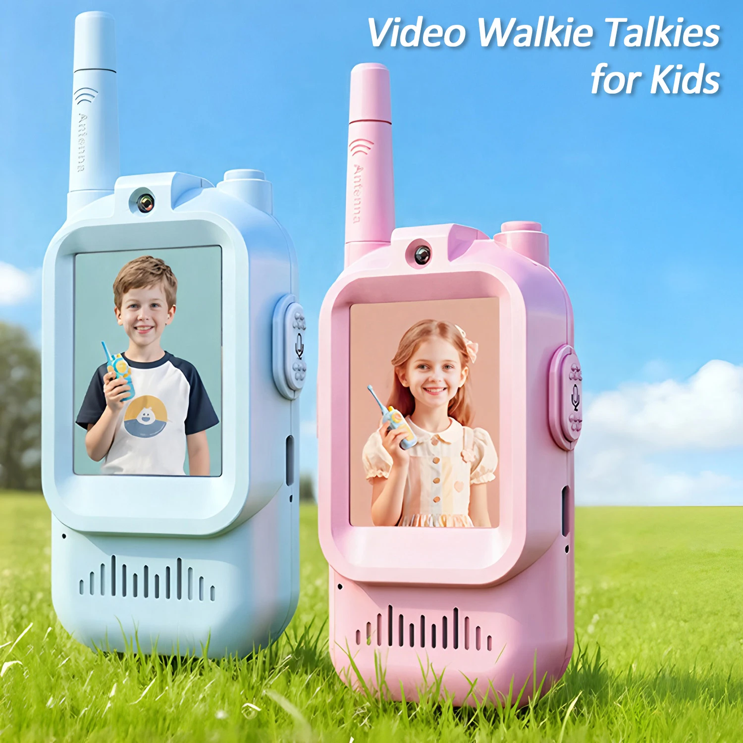 2 Pack Video Walkie Talkies for Kids Rechargeable Intercom Walkie-talkie Cute 2 Inch Screen One-Click Call Child Video Intercom