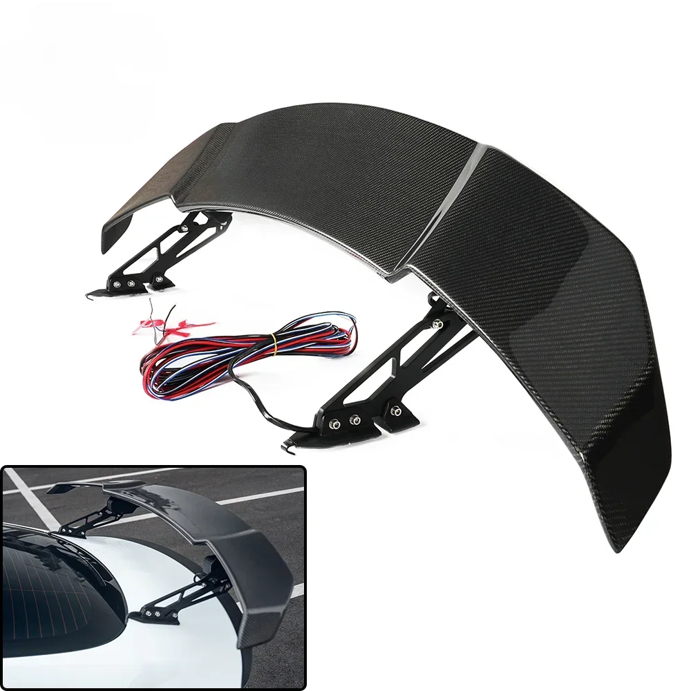 Universal Automatic Adjustable Real Carbon Fiber Electric Car Rear Trunk Tail Boot Spoiler for 2017-2024 model 3