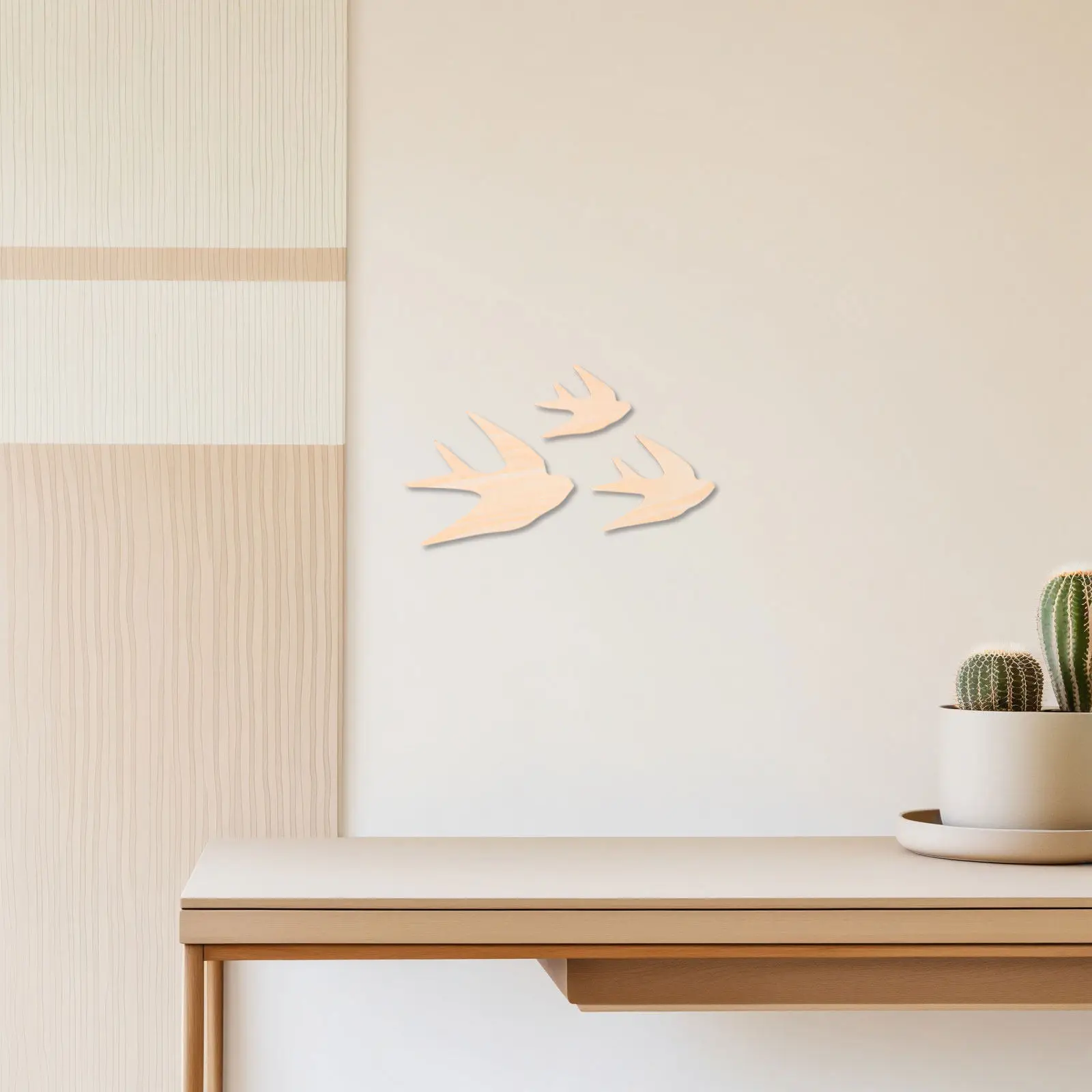 6Pcs Nursery Bird Wall Decor Wooden Flying Swallow Cutouts Unpainted DIY Paintable Removable Wooden Wall Stickers Bedroom