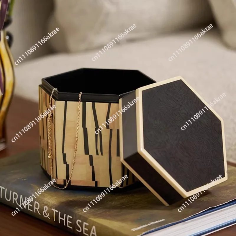 Decorative Wooden Striped Texture Box for   2026 Vintage Style Home Decor