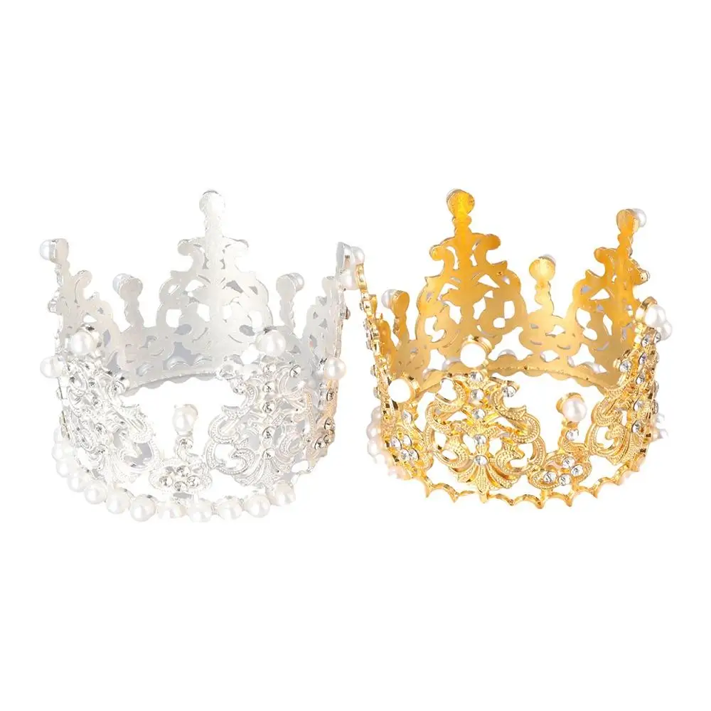 

Birthday Pearl Children Hair Ornament Mini Crown Cupcake Toppers Cake Decoration Tiara