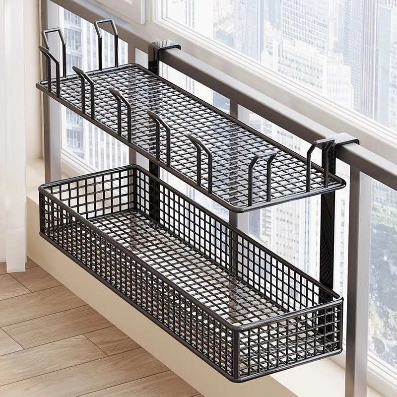 

Iron Wall Mounted Shoe Rack Balcony Hanging Drying Rack Multi Functional Laundry Organizer for Socks Clothes