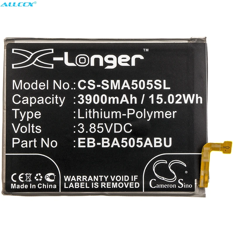 

3.85V 3900mAh Battery EB-BA505ABU for Samsung Galaxy A50 2019,SM-A505,SM-A505F/DS,SM-A505FM,SM-A505FN,SM-A505GN,SM-A505YN