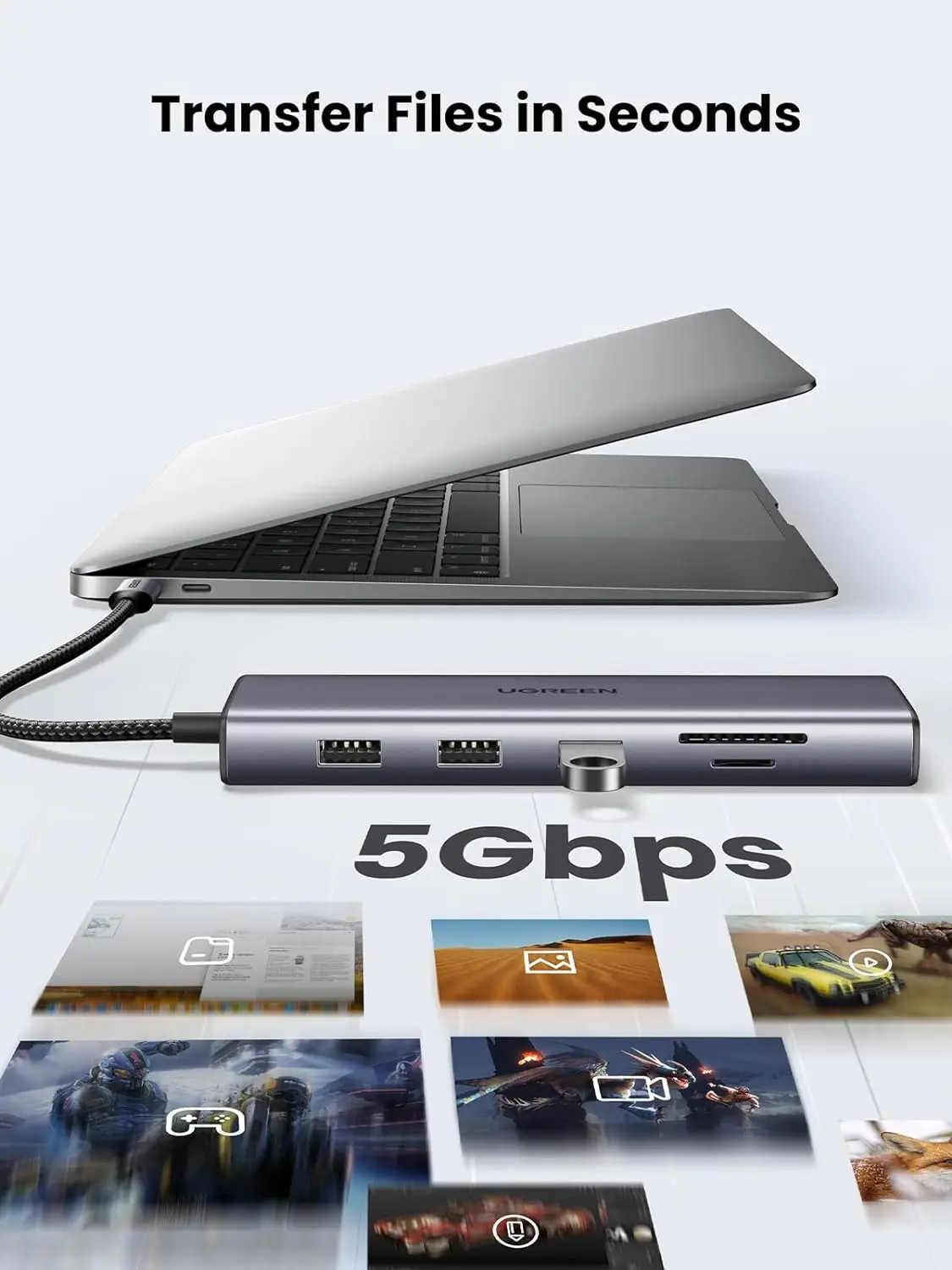 UGREEN USB C Hub, 10-in-1 USB-C Dongle with 4K-HDMI & VGA Dual Monitor,1Gbps Ethernet,100W PD,3 USB 3.0 Ports,3.5mm Audio Jack