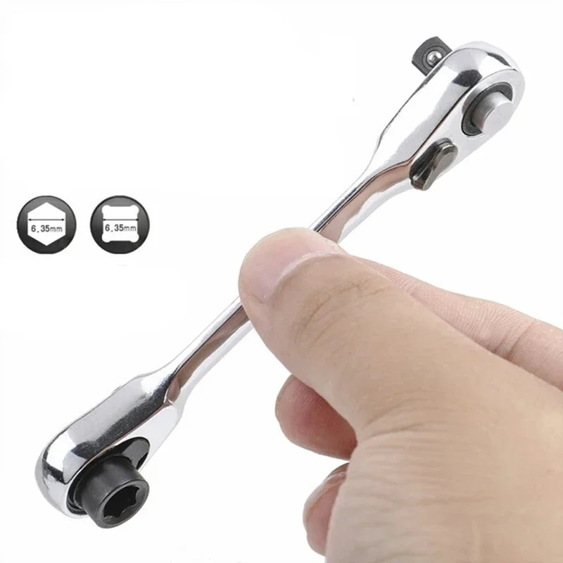 

1/4"Mini Ratchet Wrench Batch Head Handle Small Fly Socket Wrench Double-Ended Torque Wrench Spanner Hand Repair Tools