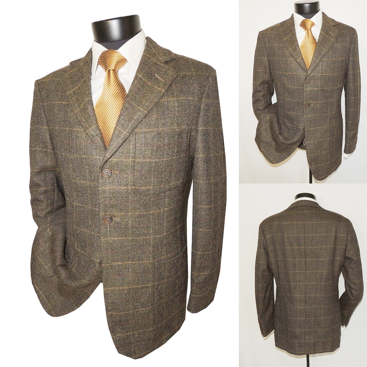 Geruite Tweed Heren Blazer Herfst Winter Slim Fit Smoking Inkeping Revers Jas Bruidegom Dragen Voor Bruiloft Op Maat Gemaakt Slechts Één Jas