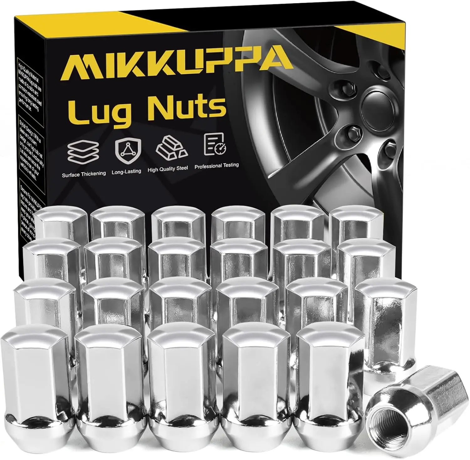 

24pcs M14x1.5 Chrome Closed End Lug Nuts for Chevy Silverado Suburban Tahoe GMC Sierra Yukon, One-Piece Factory Replacement
