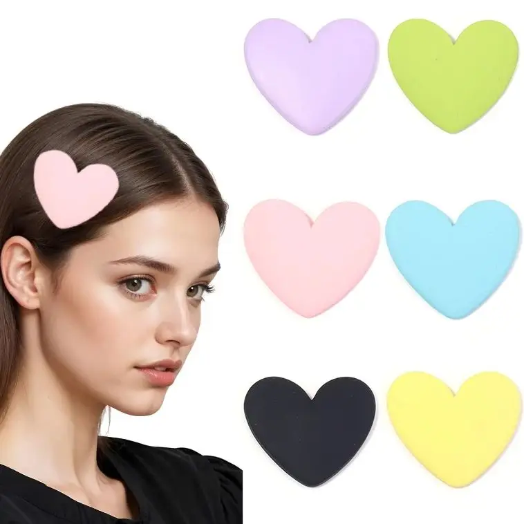 10Pcs 3.3X3.6cm Colorful Love Heart Flatback Resin Cabochon Scrapbooking Accessories for DIY Phone Case Patch Headwear Making