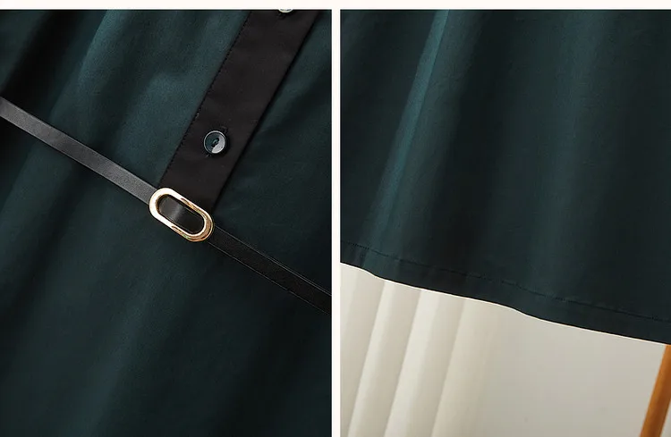 With Belt ! Office Lady Workwear Loose Straight Dresses For Women Fashion Half Sleeve Women's Dress Chic Patchwork Dress SL369