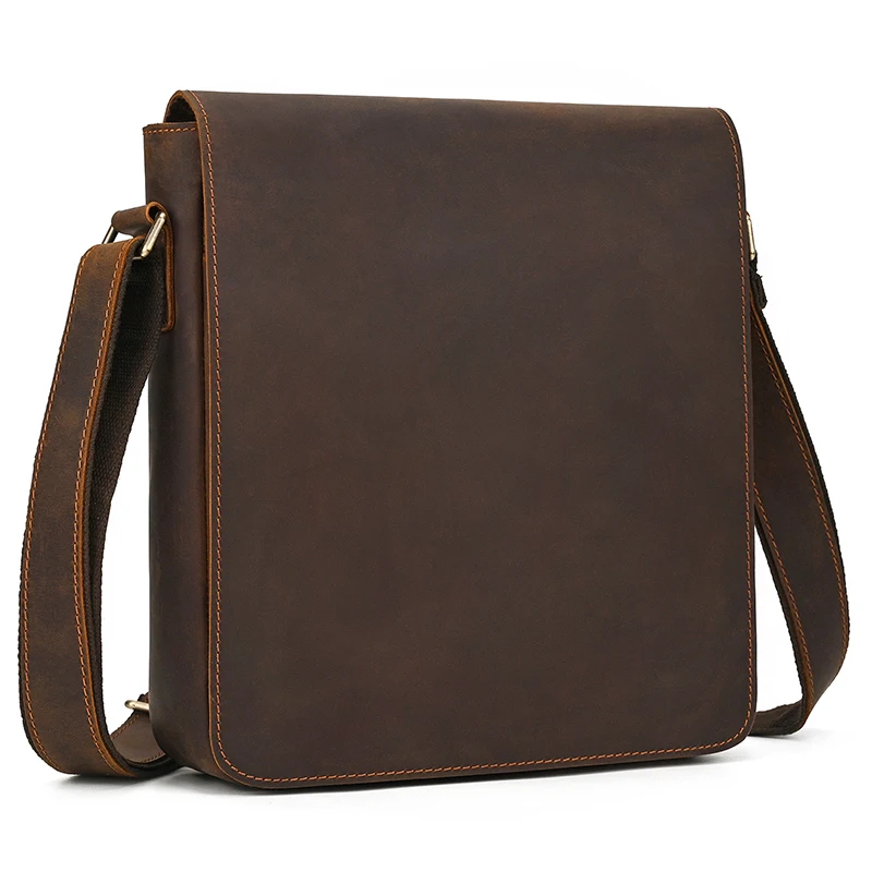 Bolsa de ombro de couro genuíno masculina, bolsa tiracolo, sacos mensageiro para ipad, sacos de estilinete masculino, moda vintage, 7,9 \