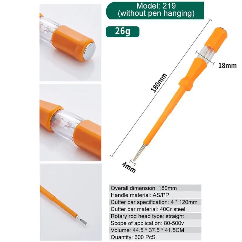 New 100-500V Test Pen Portable Flat Screwdriver Electric Tool Hand Tool LED Tester Multipurpose Non-contact Circuit Test