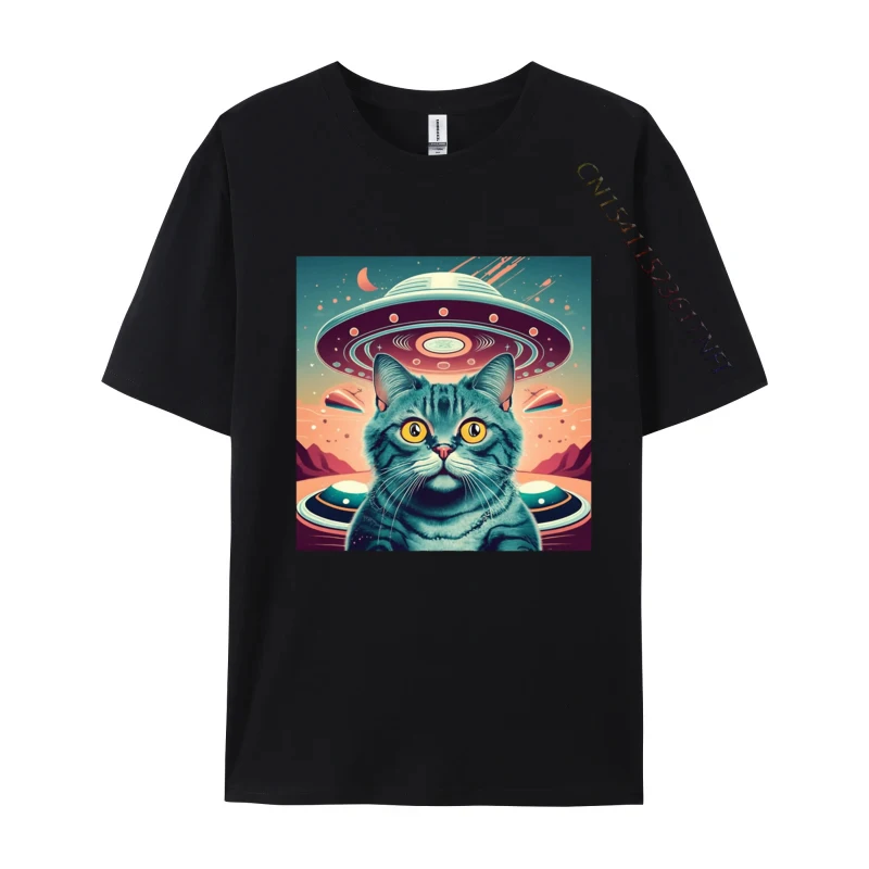 

Elegant Cat Selfie Ufo T-shirt High Quality Men T Shirt Cosie Tops Shirt Unique Printed Funky T-shirt