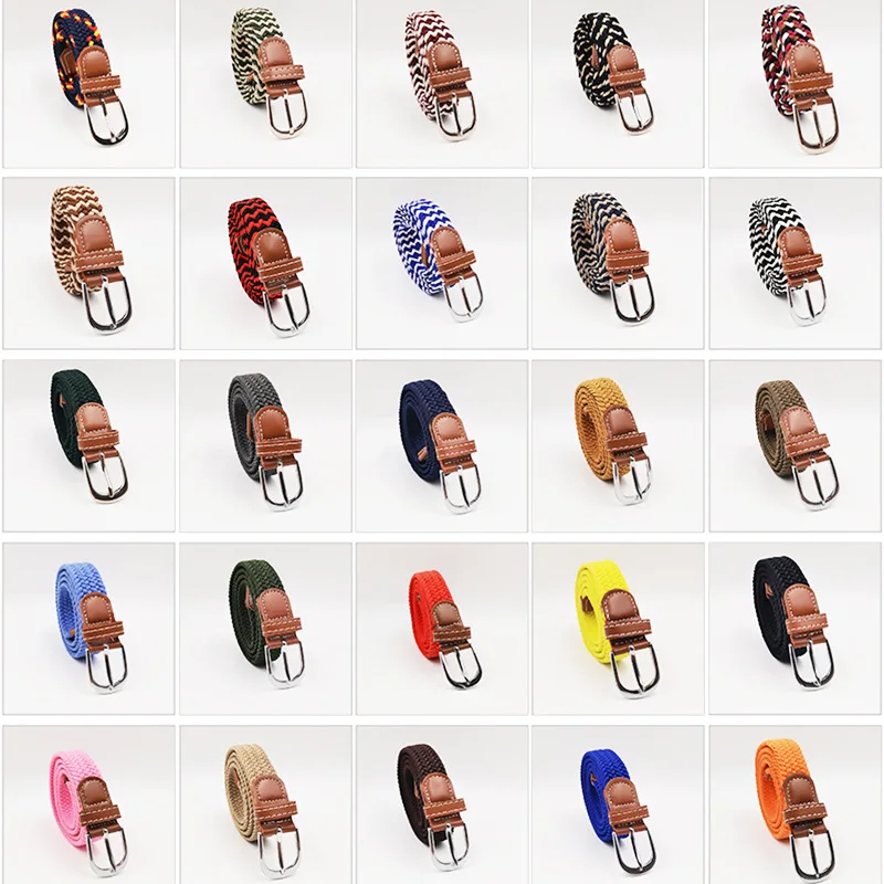 2.5cmX100cm Cintura sottile unisex Donna Casual Fibbia ad ardiglione lavorata a maglia Cintura da uomo Tela intrecciata Cinture elastiche intrecciate espandibili elastiche