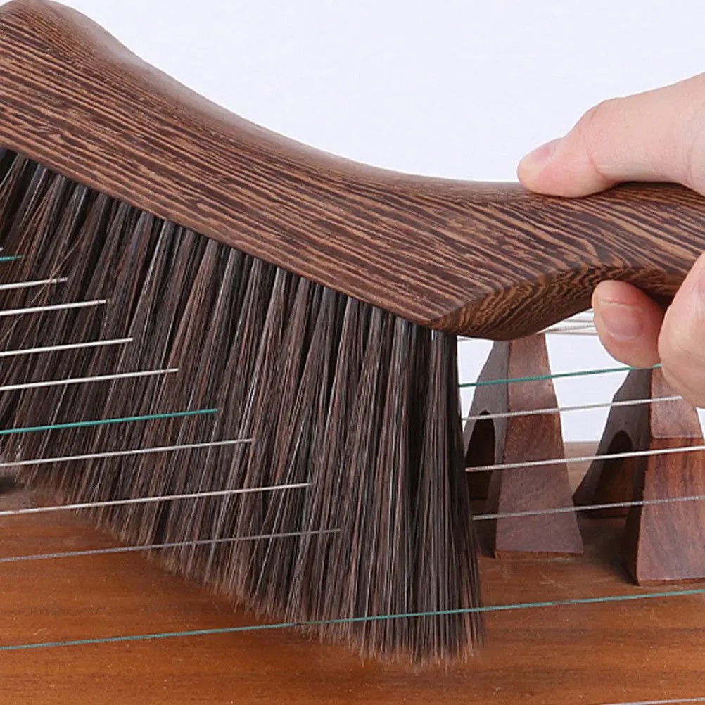 

1pc Guzheng Cleaning Brush Premium Wooden Instrument Dust Removal Brush Long Handle Easy Storage (Coffee Color)