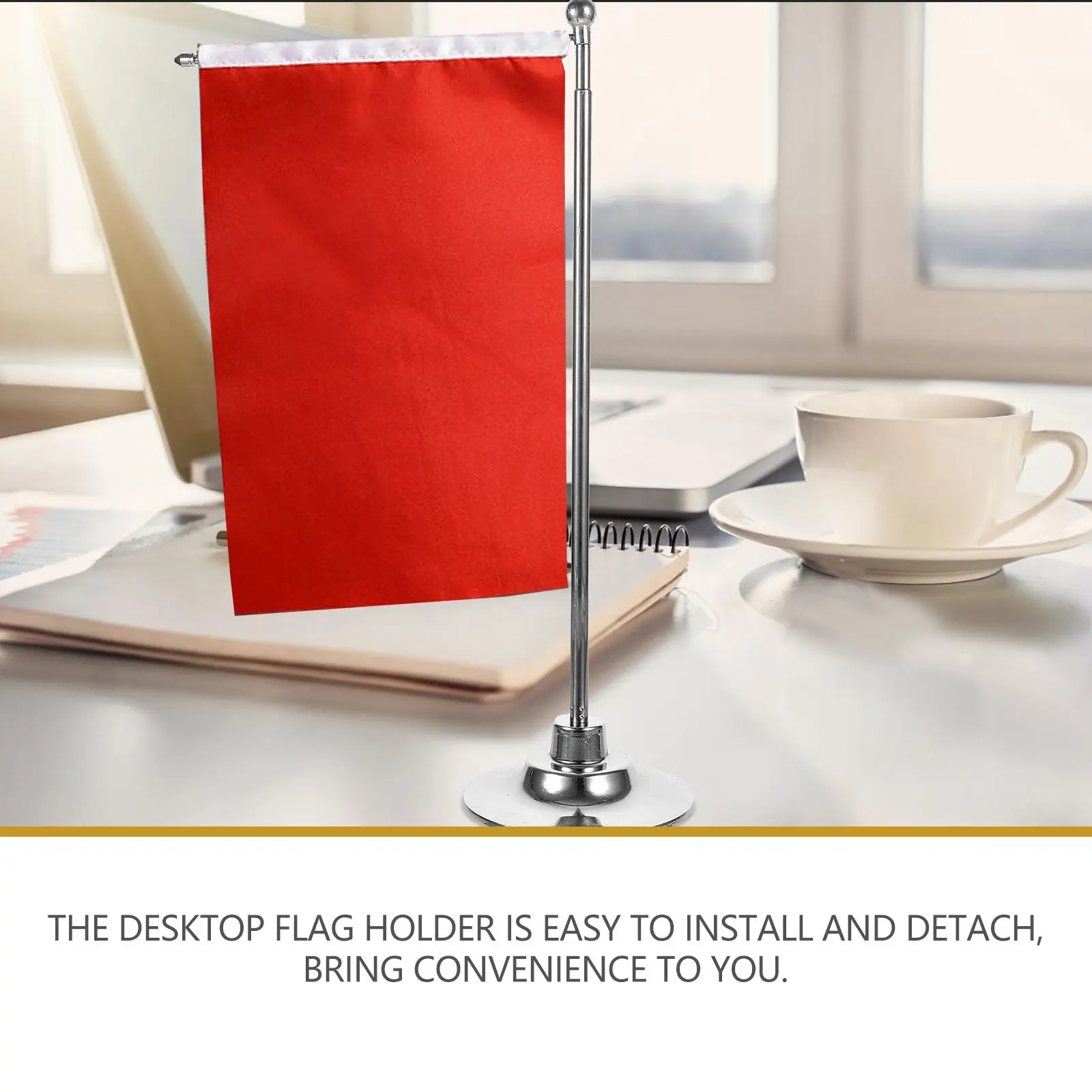Desktop Flagpole Metal Stable Base Stainless Steel Wear-Resistant Table Flagpole Office Classroom Indoor Flag Holder