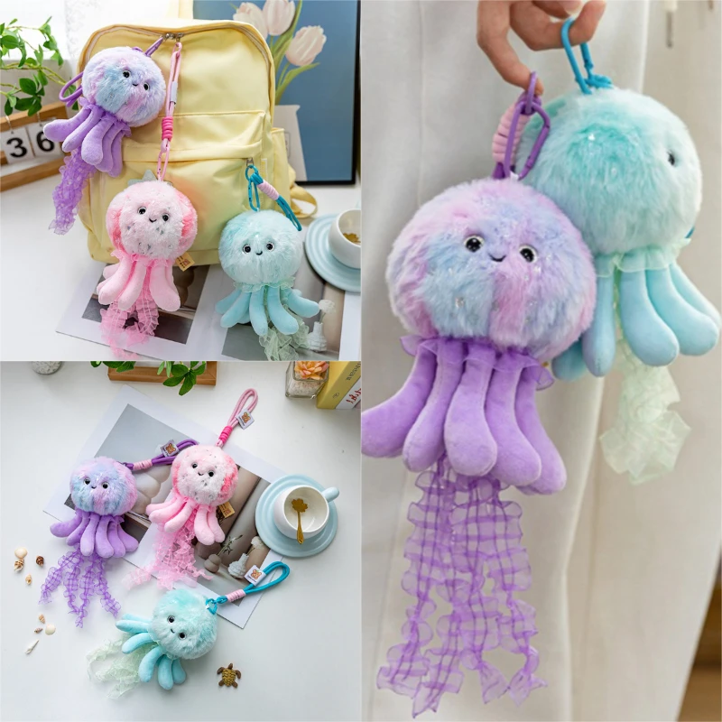 

Ethereal Ocean Animal Colorful​​ Jellyfish Plush Toy Soft Stuffed Sea Jelly Pendant Cute Bag Decor Plush Keychain for Girl