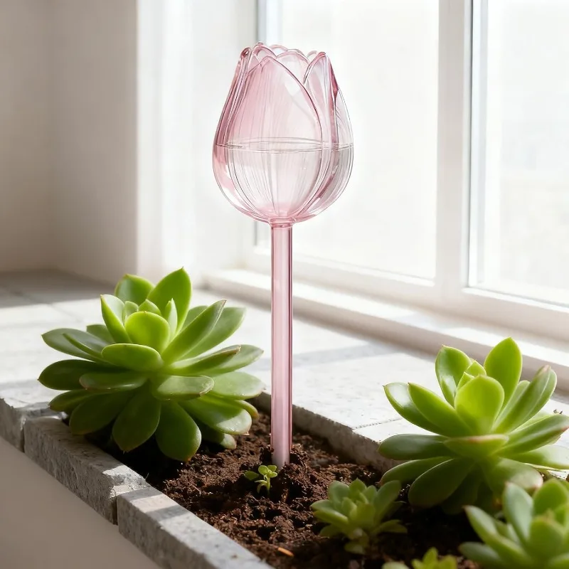 Pink Tulip Plant Watering Balls Watering Ball Automatic Dripper and Automatic Watering Suitable for Indoor and Outdoor Plants
