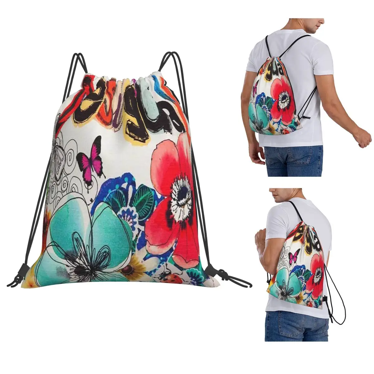

Desigual Custom Backpacks Multi-function Portable Drawstring Bundle Pocket Sports Bag Book Bags For Travel Students
