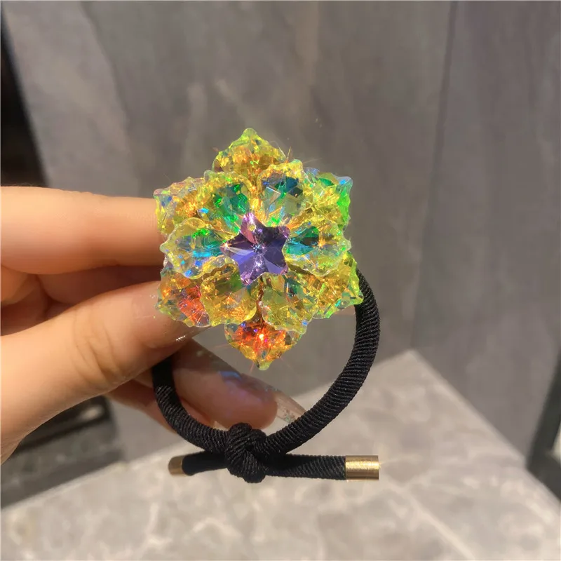 New Luxury Full Gem Stone Accessories Hair Ties Ponytail Holders Women Gifts Elastic Rubber Band Expensive Rhinestone Headdress