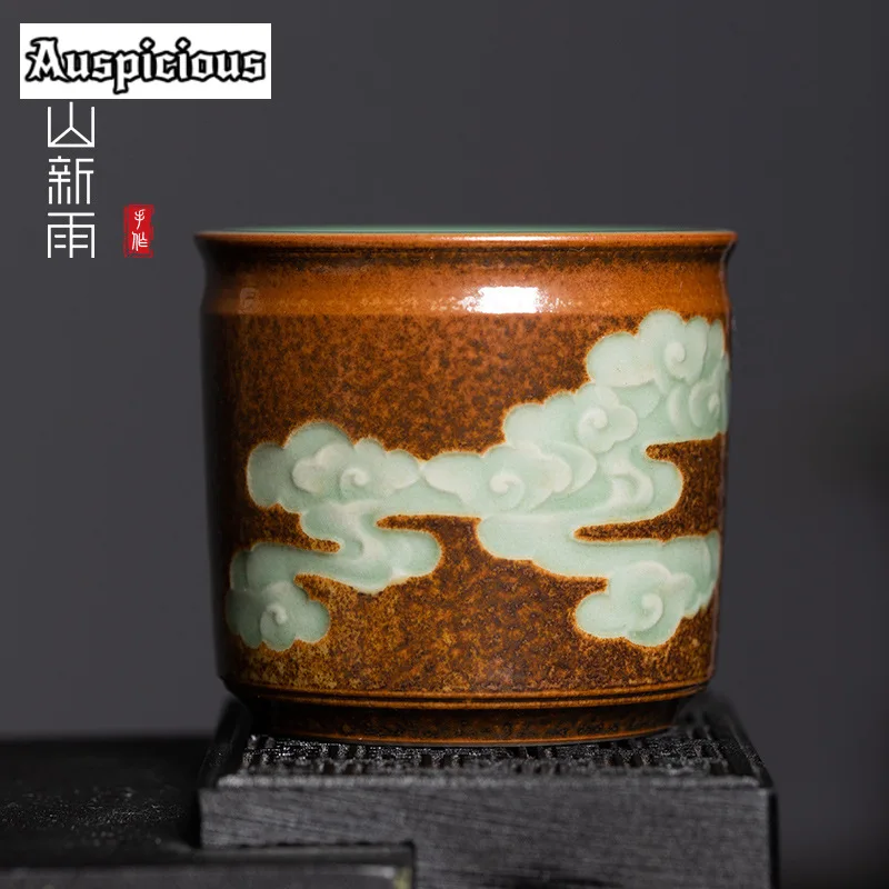 100ML Handmade Longquan Celadon Teacup Vintage Kiln Change Master Cup Tea Pair Personal Jianzhan Chinese Tea Ceremony Craft Gift image 5