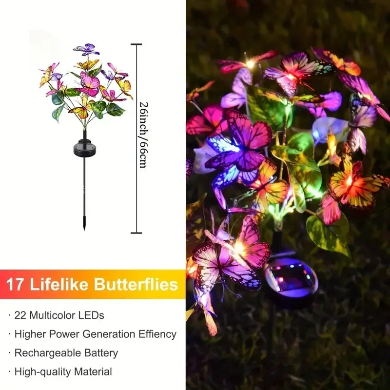 Solar LED Butterfly Garden Lights Waterproof Colorful Outdoor Lawn Path Lamp for Yard Patio Festival Christmas Roof Decoration view 4