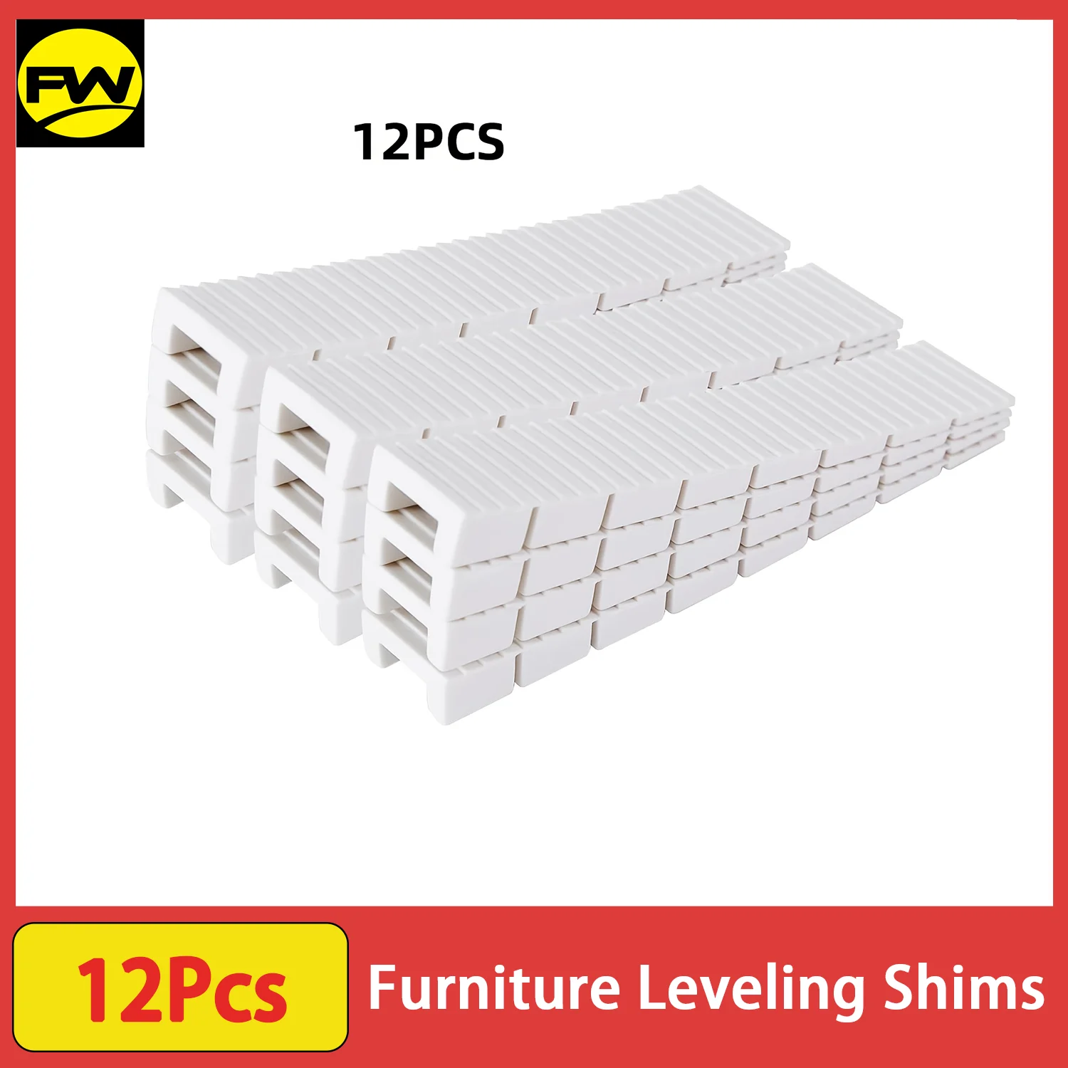 12Pack Furniture Plastic Shims for Leveling Easy to Snap Cut-to-fit Size Leveler for Toilet Shims, Doors, Windows, Sheds, Table