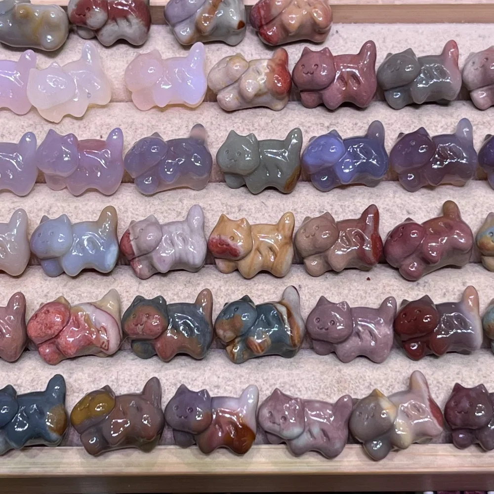 3-個天然阿勒山瑪瑙猫ファッション風水彫刻クリスタルジュエリー-diy-アクセサリーギフト家庭菜園装飾用