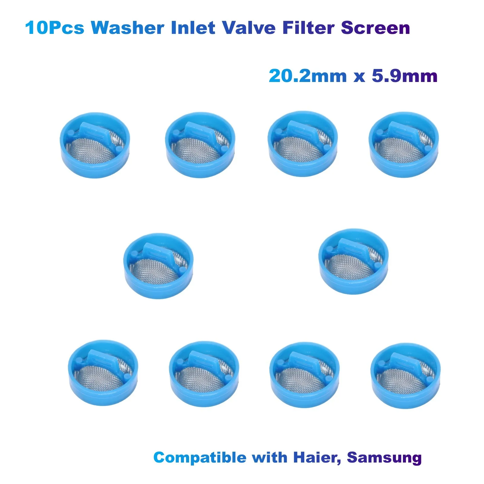 10Pcs Washer Inlet Valve Filter Screen (20.2mm x 5.9mm) Compatible with Haier, Samsung