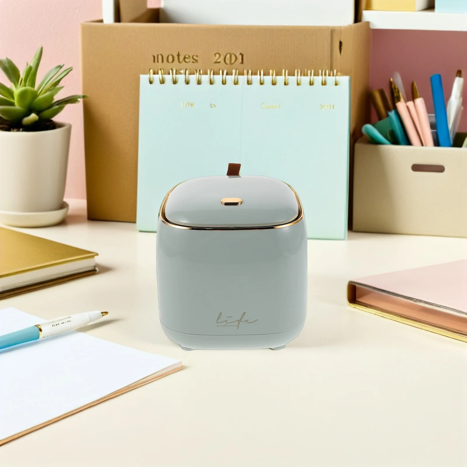 

Desk Trash Can Mini Trash Can with Lid Press-Top Compact Desktop Waste Bin for Office Home Bedroom Countertop Table