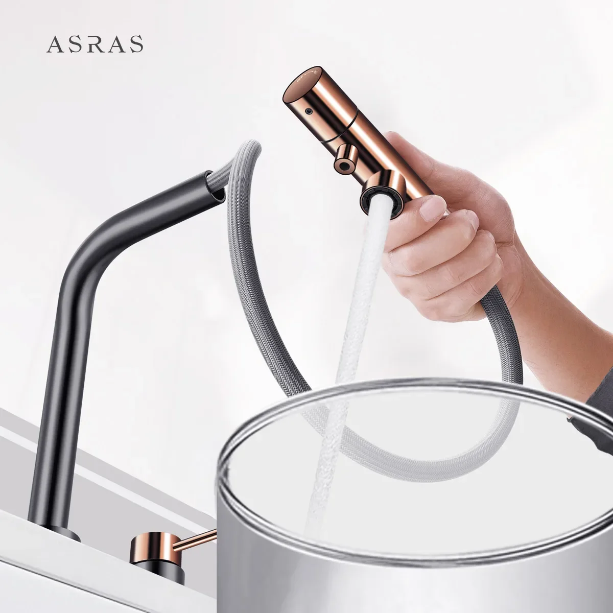 YYHC- Hot and Cold Mixer Telescopic Faucet Model 4066 Stainless Steel Black and Gold Kitchen Faucet