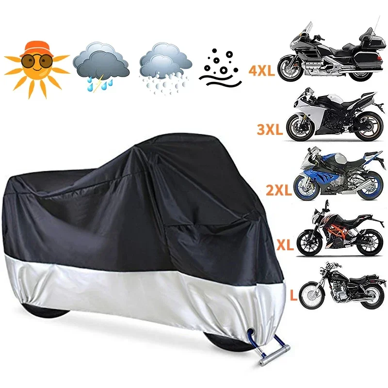 Waterproof Motorcycle Cover Outdoor Motorcycle Rain Clothing Protector Dust Sunshade Motorbike Cover UV Gear Protective 190t