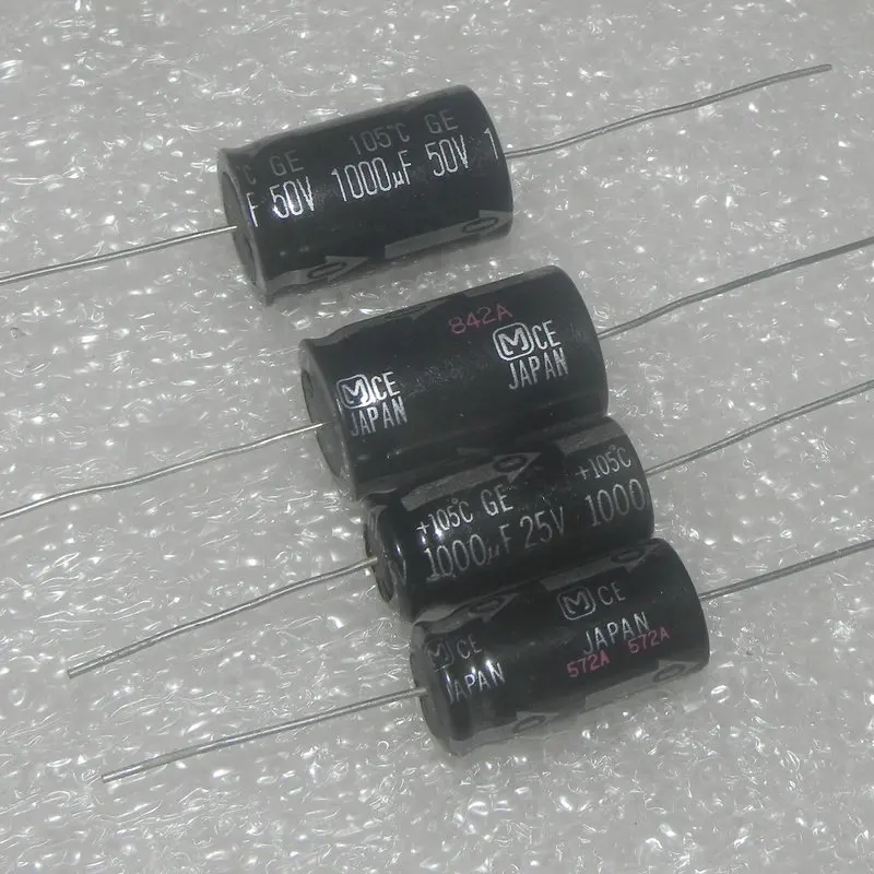 

10PCS/LOT GE 25v 1000uf 50v 1000uf Axial Aluminum Electrolytic Capacitor