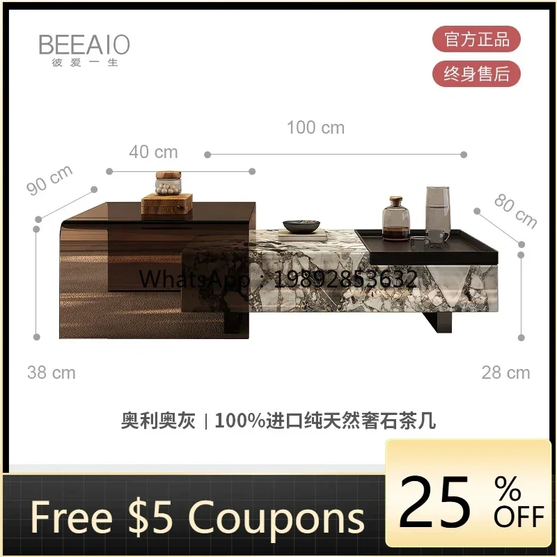 

LX Living Room Light Luxury Modern High-End Minimalist Italian Style Pure Natural Marble Coffee Table