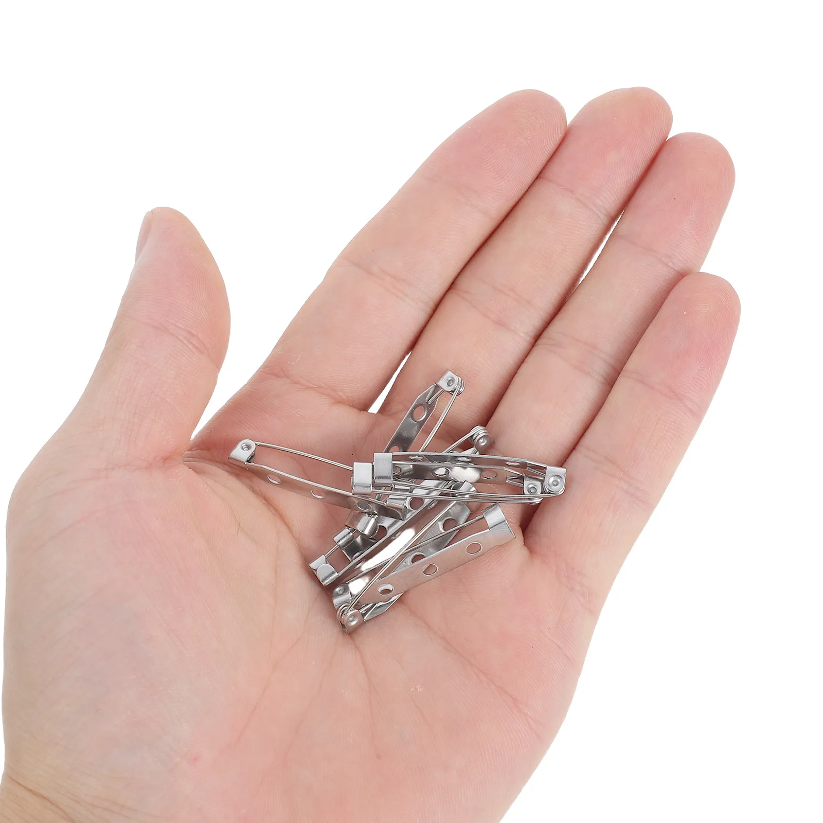 

40Pcs Brooch Pin Backs Stainless Steel 32mm Secure Locking Clasp Safety Pins for Craft Jewelry Making Name Badge Pins