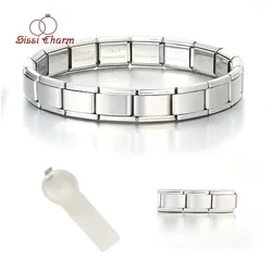 Bracelet à breloques en acier inoxydable pour femme, lien de charme italien, bijoux de bricolage, nouveau, largeur 9mm, vente en gros