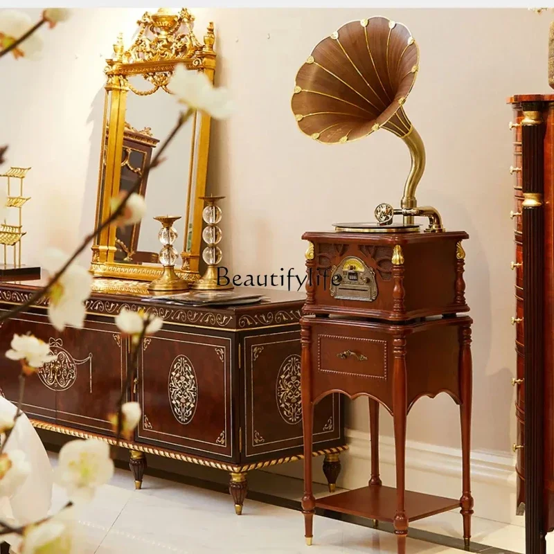 LJYGramophone retro 25 vinyl record player record player European style home living room stereo bluetooth speaker