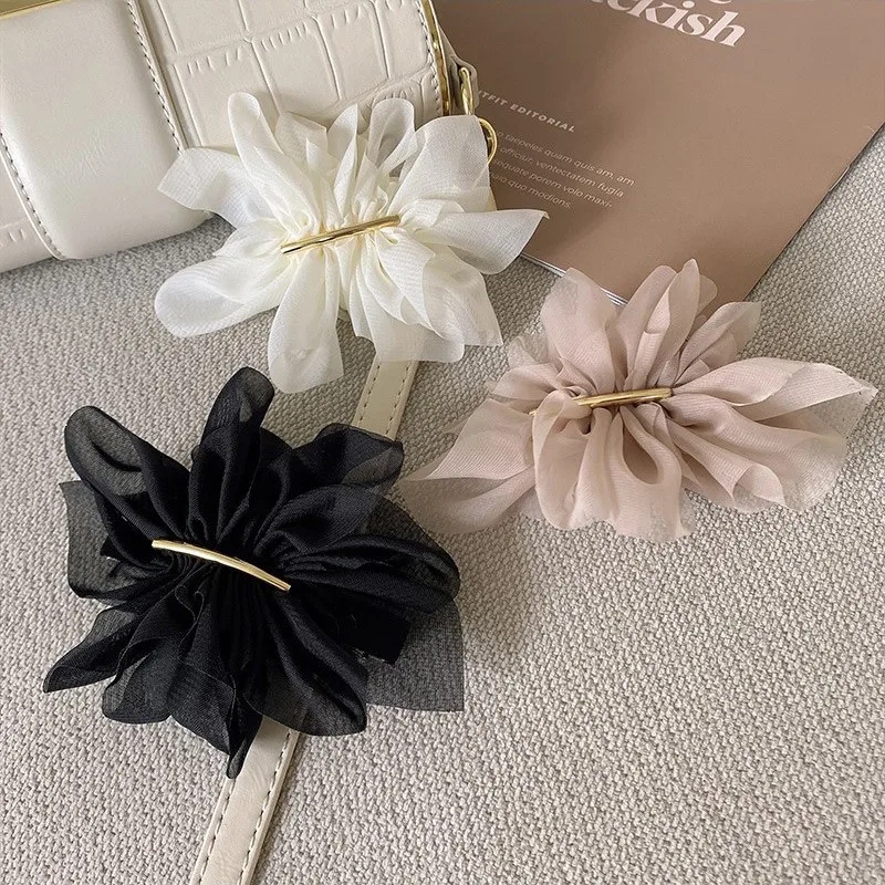 Super fairy temperament flower chiffon hairpin female back head spring clip summer feeling hair card ponytail clip headdress