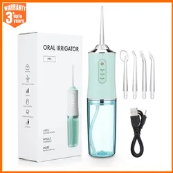 Irrigatore orale Portatile Dentale Acqua Flosser USB Ricaricabile Getto D'acqua Filo Interdentale Stuzzicadenti 4 Jet Tip 220ml 3 Modalità IPX7 1400rpm