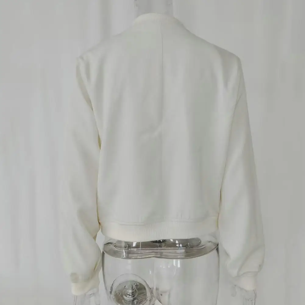 Round Neck Jacket Women's Round Neck Solid Color Cardigan Jacket with Buttons Pockets Long Sleeve Loose Coat for Fall Spring