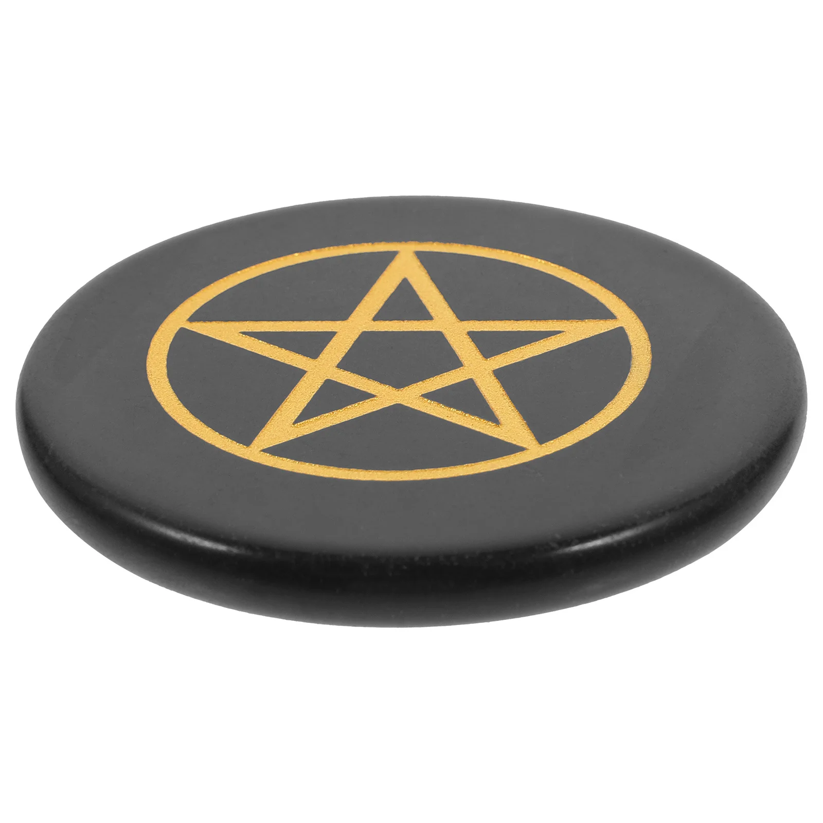 

Obsidian Stone Pentagram Pattern Craft Stone Decor Desktop Decoration Unique Charm Rough Texture Collection Gift