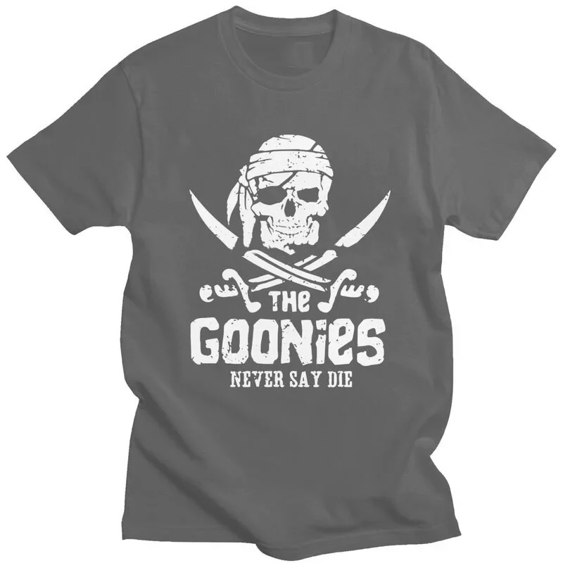 Handsome The Goonies Skull Pirates T Shirt Men Short Sleeve 100% Cotton T-shirt Graphic Movie Film Tee Streetwear 65761