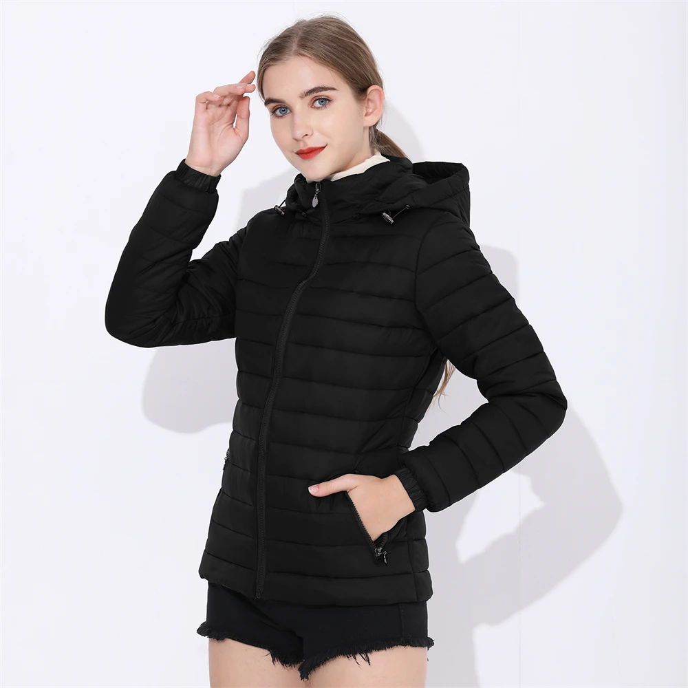 COUTUDI Hooded Puffer Jacket For Women, Lightweight Warm Down Coat, Casual Female Windbreaker, Fashion Winter Outwear For Women