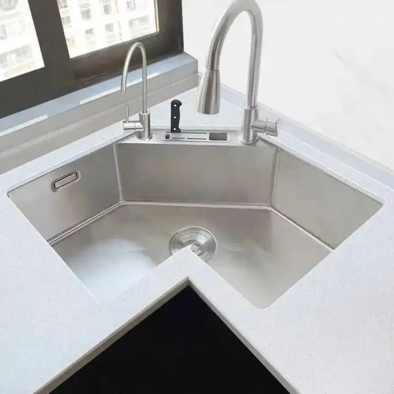 Sink L-shaped Apartment Stainless Steel Washing Corner Kitchen Special Sinks Nordic Small Large Single Sink Kitchen Accessories