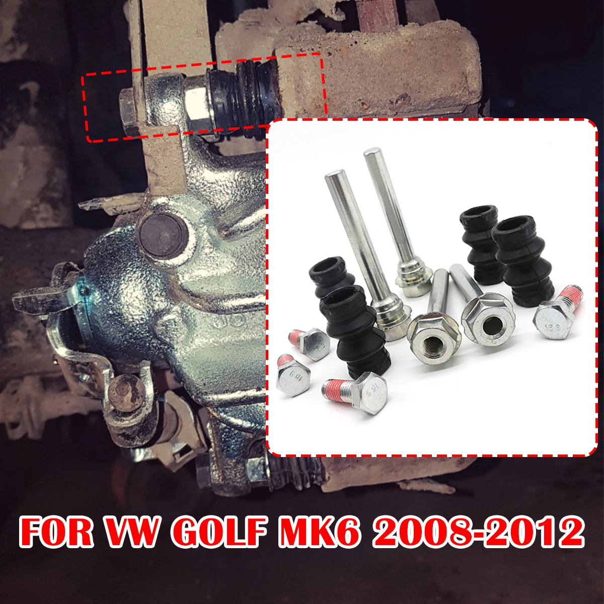 

12pcs FOR VW GOLF MK6 Brake Caliper Cylinder Slider Guide Pin For Disc Housing Bolts Rubber Bushing Boot Seal Kit 2008 2009-2012