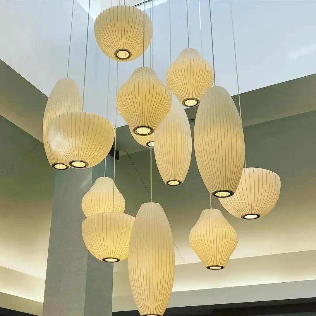 Dania Projektant Jedwabna lampa wisząca LED Salon Hotel Hall Restauracja Hanglamp Dekoracja domu Oświetlenie Fabryka Sprzedaż bezpośrednia