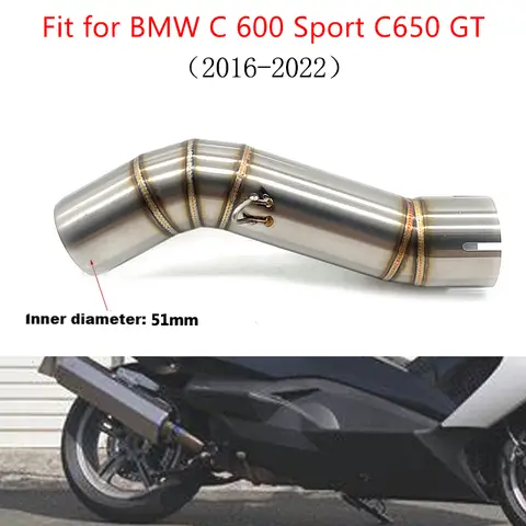 Fit for BMW C 600 Sport C650 GT C650GT 2016-2022 Motorcycle Exhaust Escape Modified Middle LinkPipe Muffler Tube Catalyst Delete