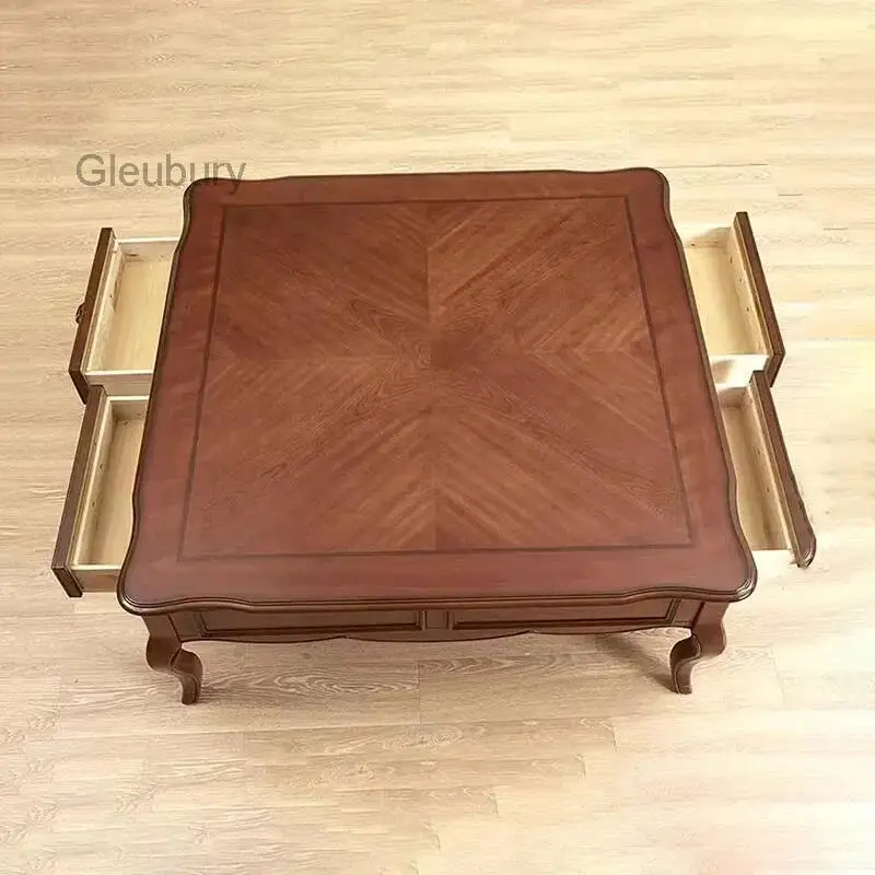 Coffee Table Trendy Vintage Luxury Classic Premium With Storage Coffee Table Design Drawer Table Basse De Salon Furniture