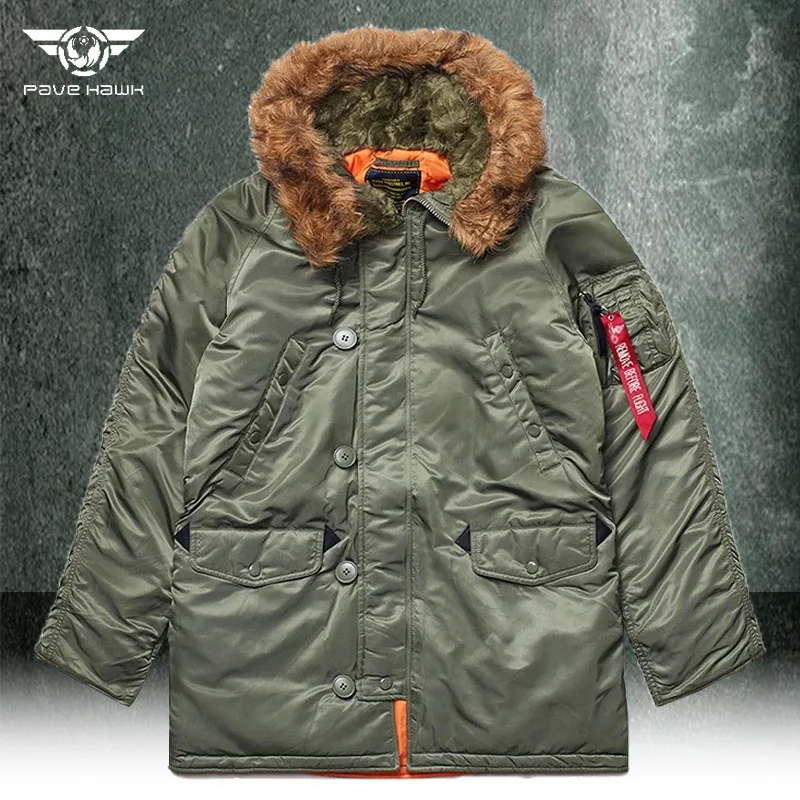 

Winter N3b Polar Warm Cotton Parkas Men Hooded Outdoor Trekking Hunting Climbing Hiking Cargo Jackets Medium Long Windbreaker