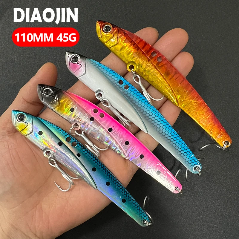

110mm 45g Spinner Spoon Metal Jig Bait Sinking VIB Blade Lipless Vibrating Treble Hook Spinnerbait Pesca Sea Fishing Lure